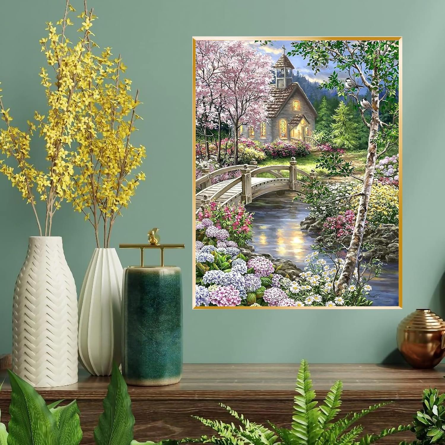 Adult Landscape Diamond Art Set Beautiful Landscape Painting House Round Diamond Art Wall Home Decoration room decoration items