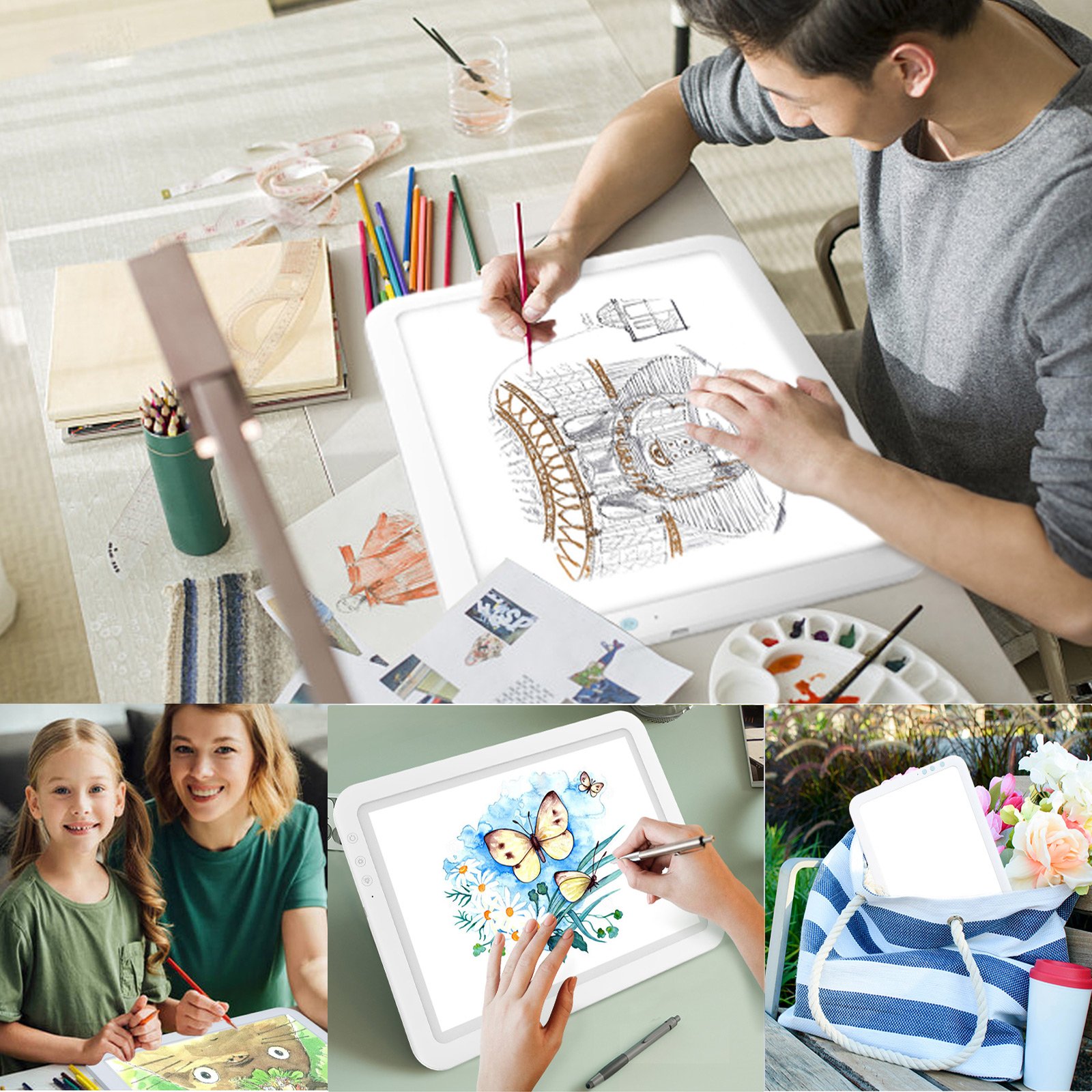 Architectural Kids Children Cartoon 6 Level Dimmable Portable Light Up Drawing Box Copying Board Tracing Led Light Pad