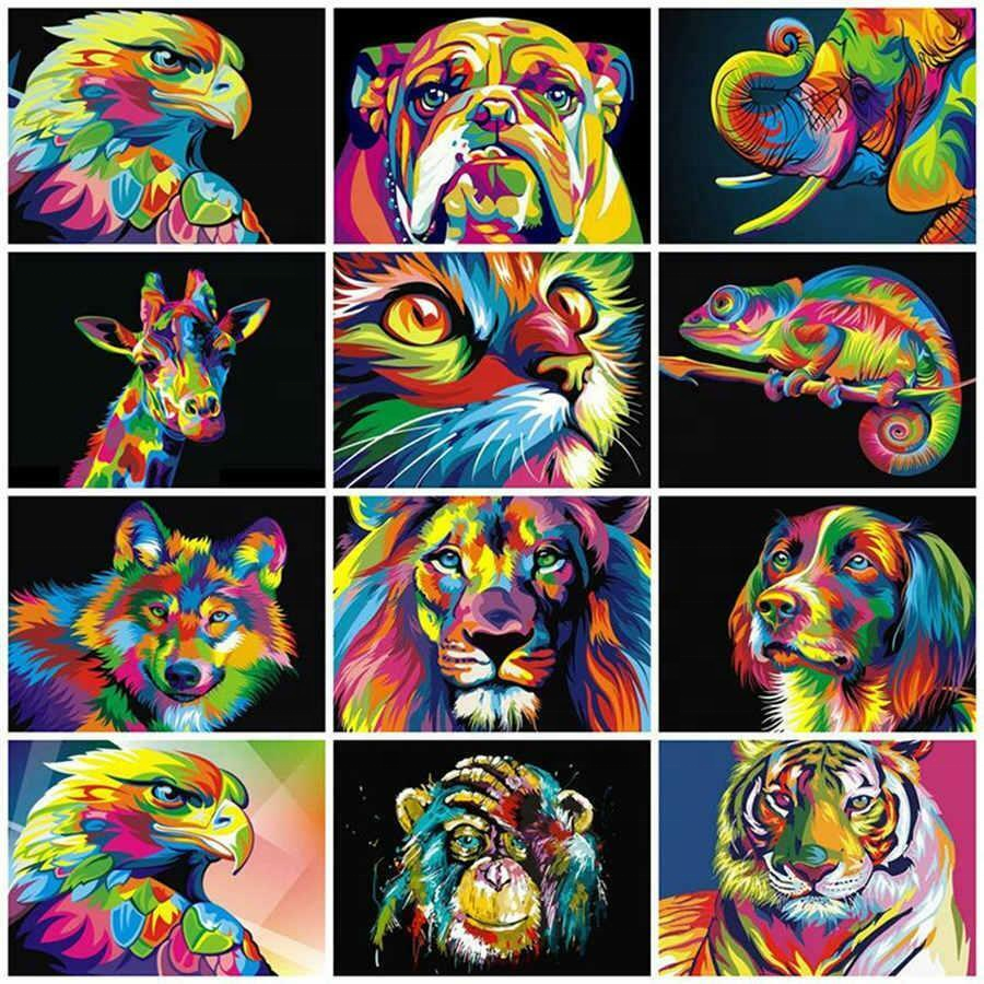 Painting art client real renderings animals canvas customize paint by numbers set 40x50 16x20inch