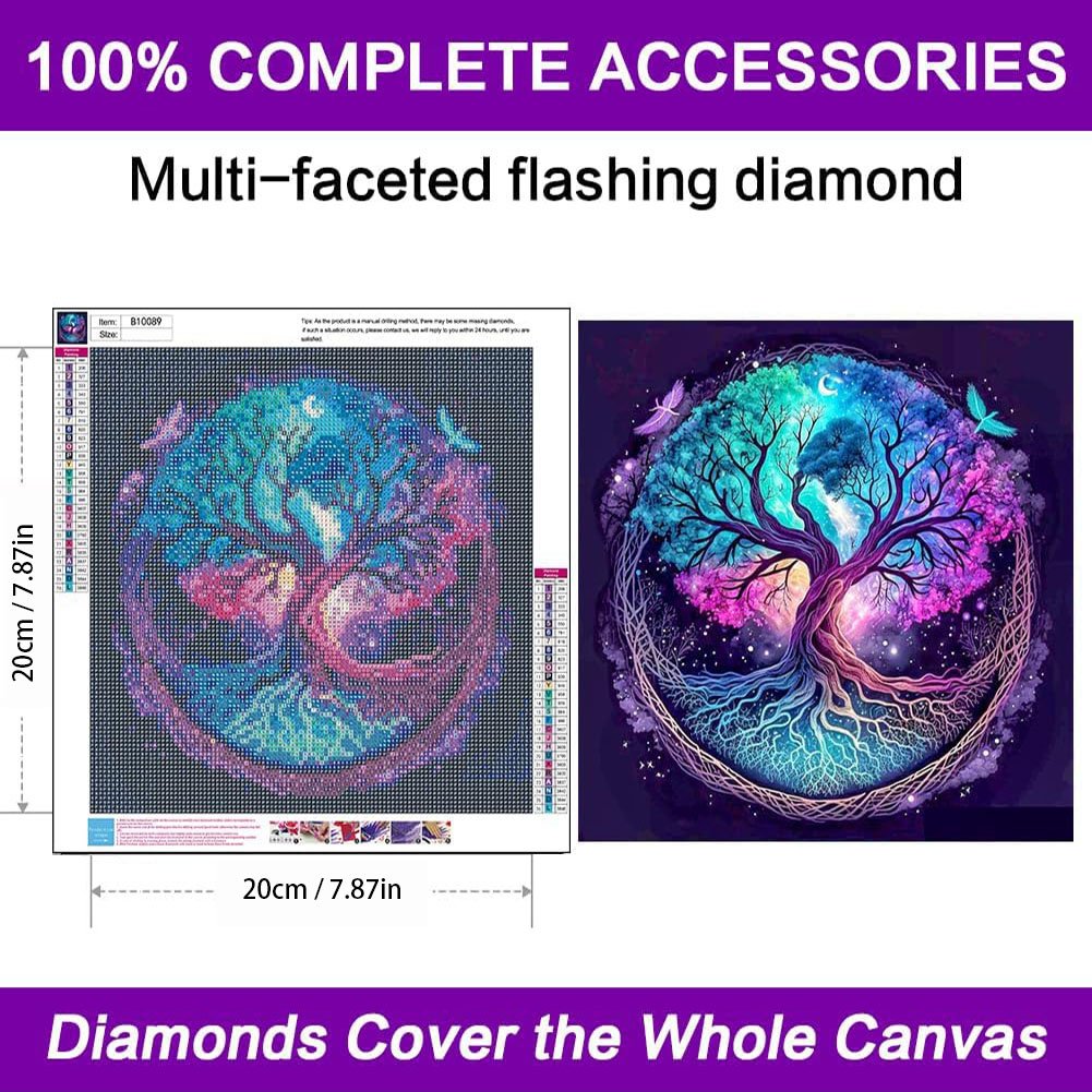 Colorful Life Tree Diamond Painting Colorful towering Tree Diamond Painting Handmade Round Diamond Life Tree 20*20cm