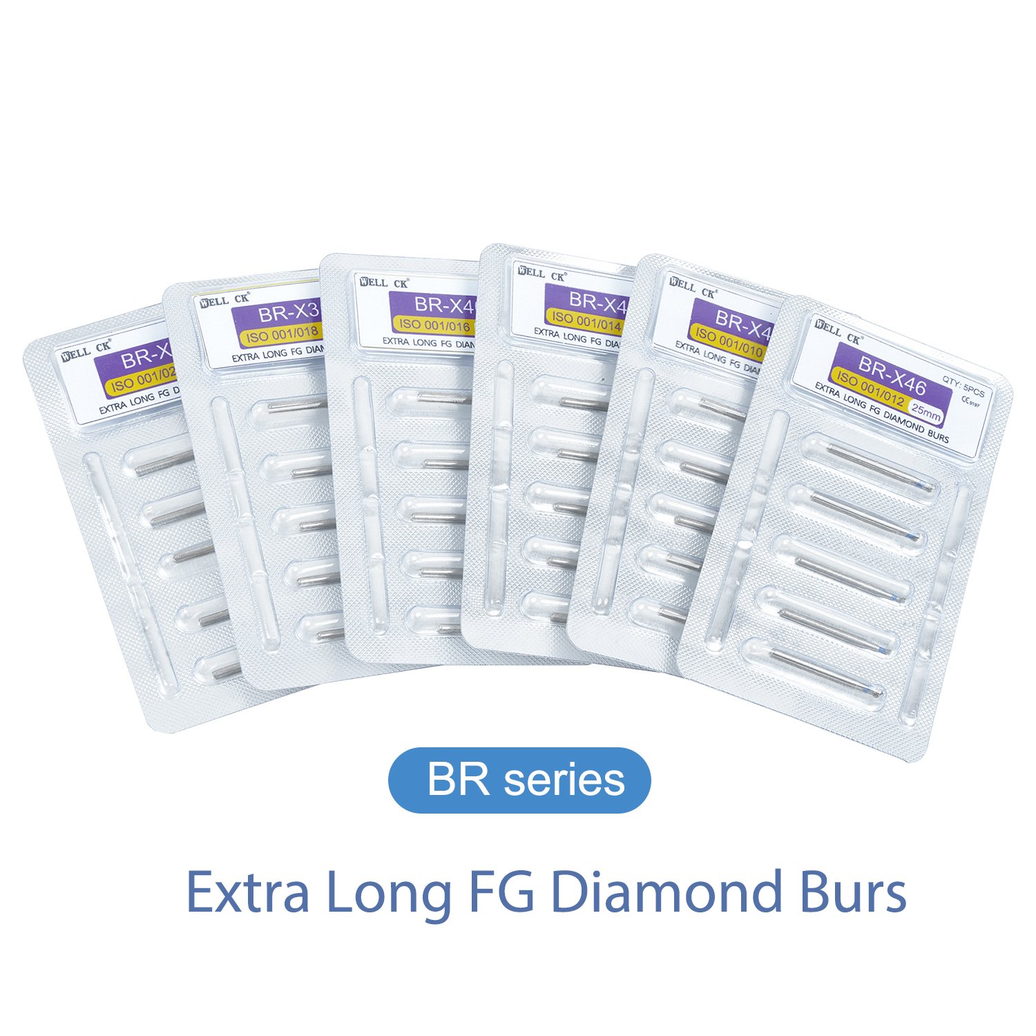 5Pcs/pack WELL CK Dental Product Stainless Steel Bur Dental Diamond Burs For High Speed Handpiece