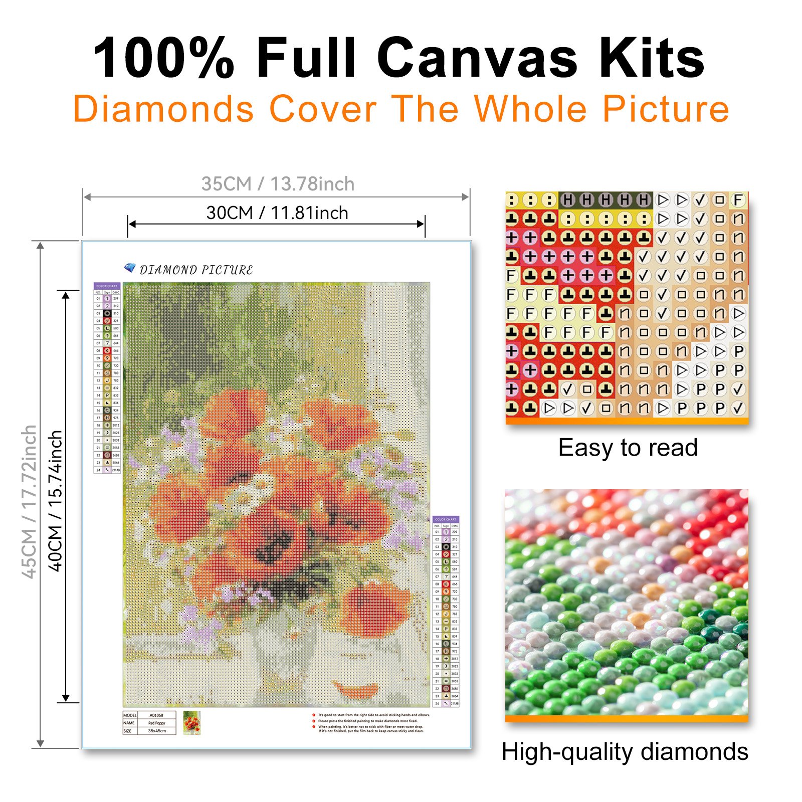 Gem Art Kits Accessories Full Drill Kit Flowers Diamond Painting Kits 5D DIY Diamond Art for Adults and Kids