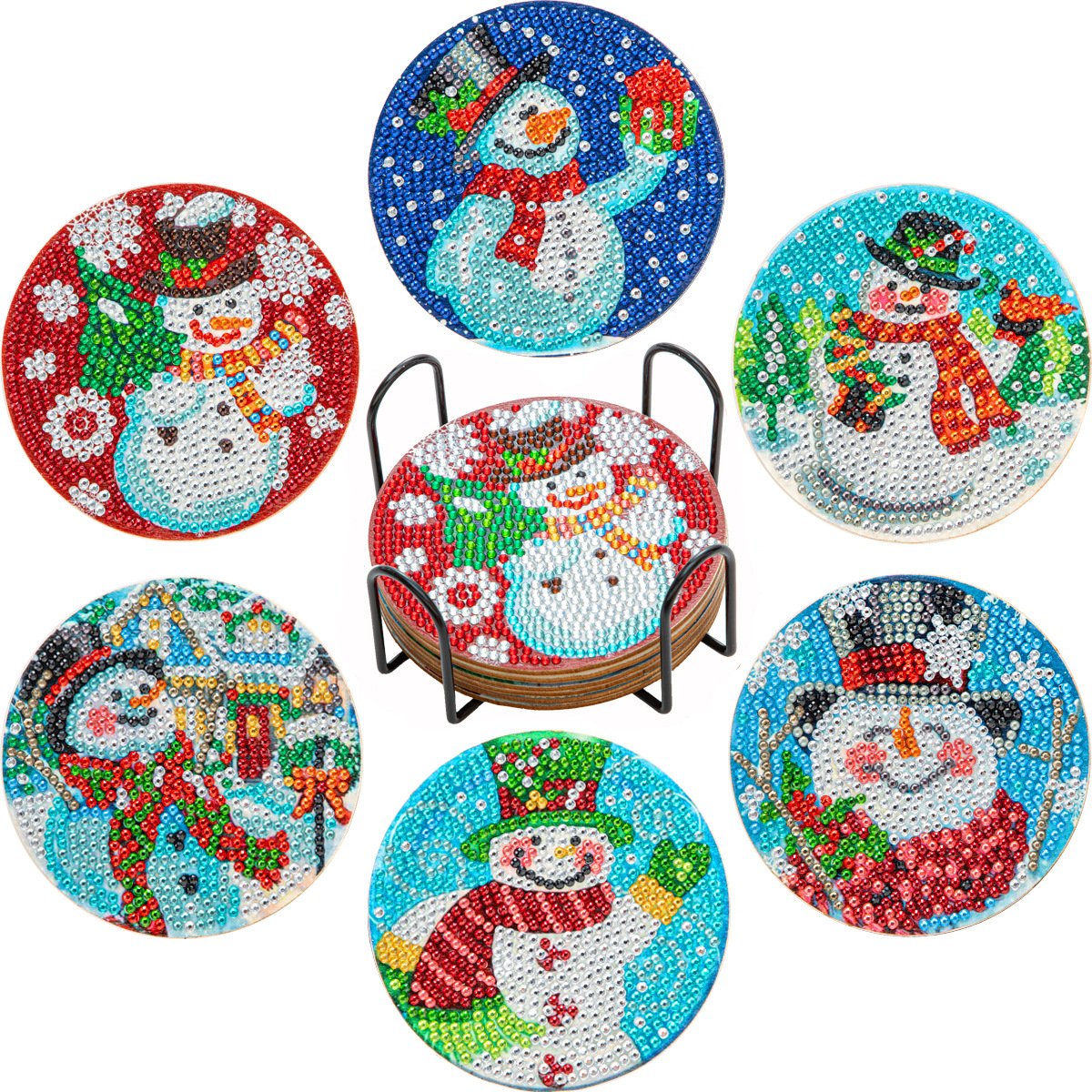 DIY 5d santa claus Diamonds Painting Coaster Kit Rhinestones Embroidery Cup Cushion Table Place mat for christmas supplies