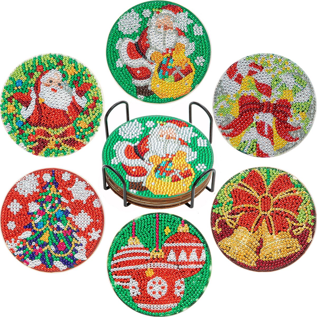 DIY 5d santa claus Diamonds Painting Coaster Kit Rhinestones Embroidery Cup Cushion Table Place mat for christmas supplies