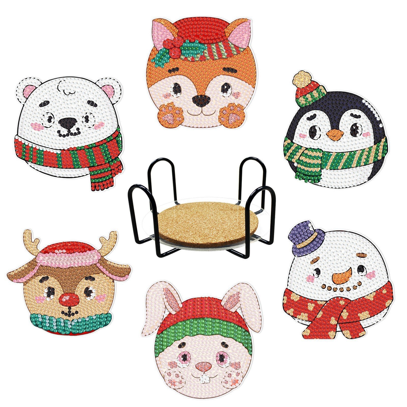 DIY 5d santa claus Diamonds Painting Coaster Kit Rhinestones Embroidery Cup Cushion Table Place mat for christmas supplies