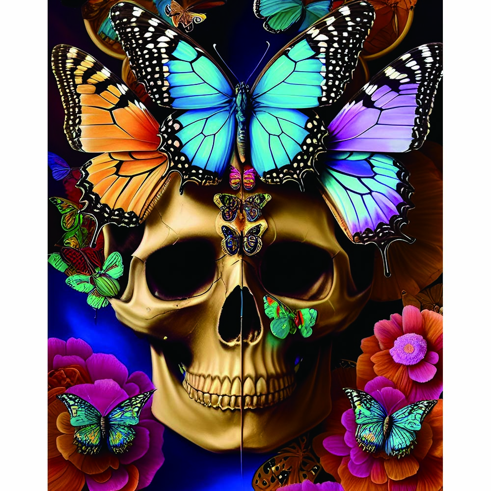 5d painting diamond Unique Design Custom DIY Skeleton In The Flower Butterfly Art Diamond Painting Kits Home Decor For Adults