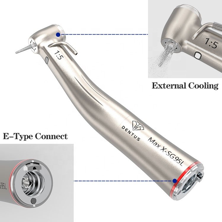 Surgical Dental 1:5 Increasing Contra Angle Handpiece LED Water Irrigation SG95L electric micromotor angl contra dental