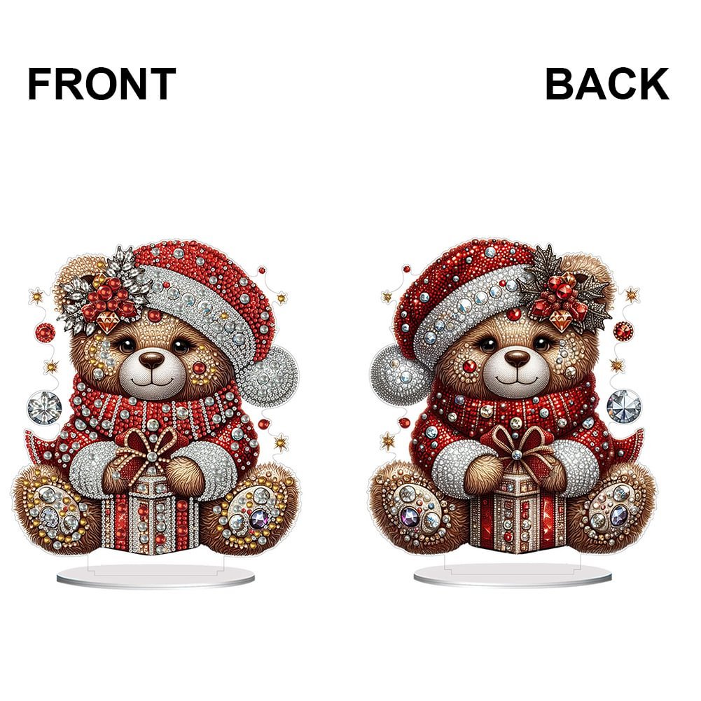 Acrylic Winter Little Bear Double Sided Drill Diamond Art 5D DIY Table Standing Craft Ornament
