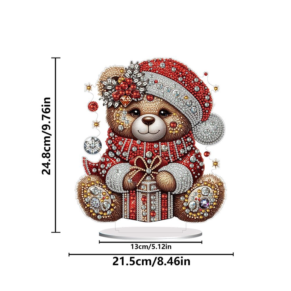 Acrylic Winter Little Bear Double Sided Drill Diamond Art 5D DIY Table Standing Craft Ornament