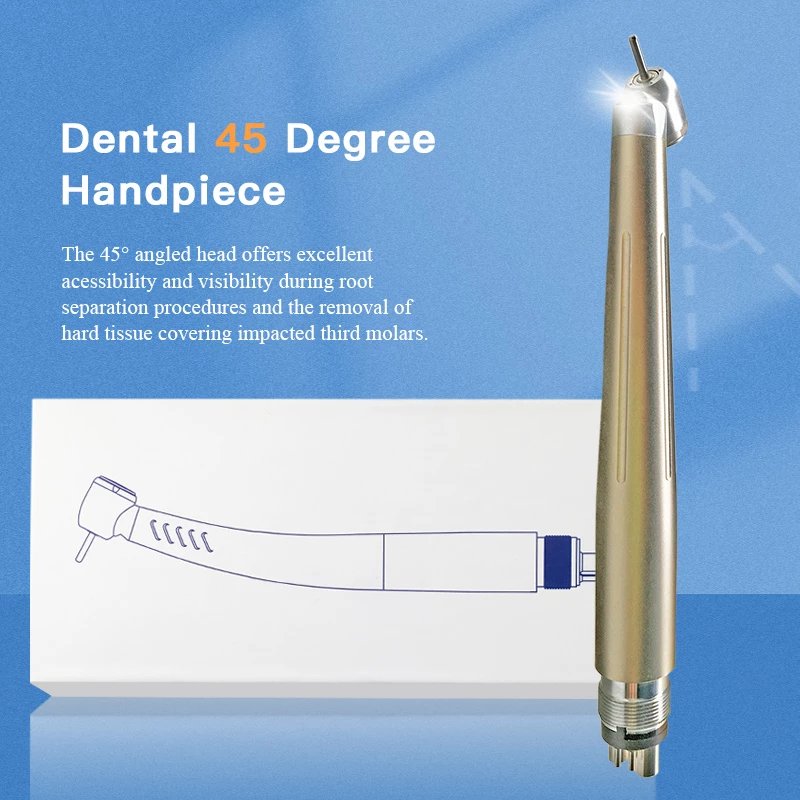 Factory Good Quality Dental Supply Surgical Handpiece 45 Degree LED Angle 4 hole Push Button Bearing surgical air turbine