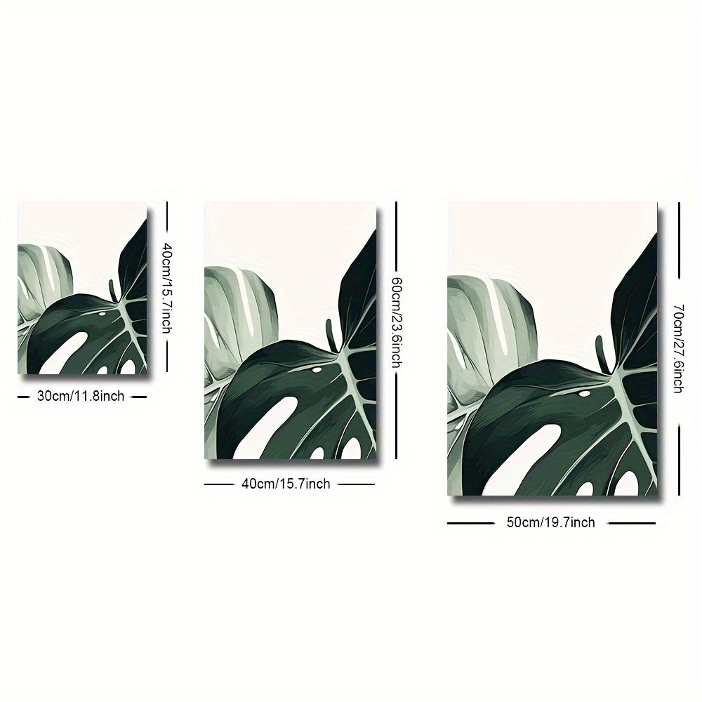 Frameless canvas modern art tropical plants turtle back bamboo leaves painting triptych plant illustration living room poster