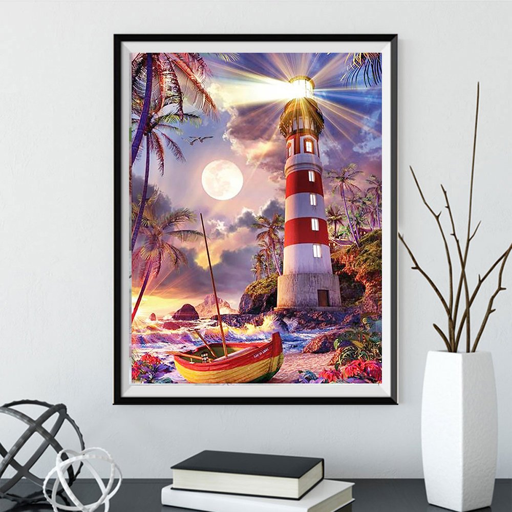 Diy 5D Diamond Painting Landscape Lighthouse Diamond Embroidery Seaside 5d Cross Stitch Mosaic Picture Home Decoration Gift