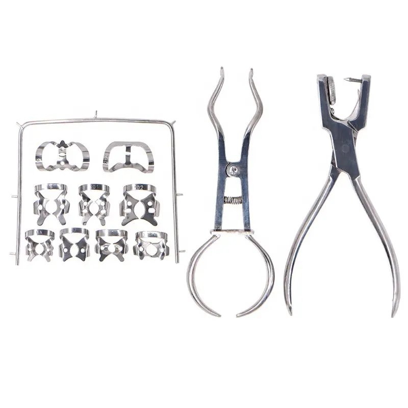 Premium quality Dental Rubber Dam Kit of 12 pieces Rubber Dam Kit Frame Punch Clamps Orthodontic Dental surgical Instruments