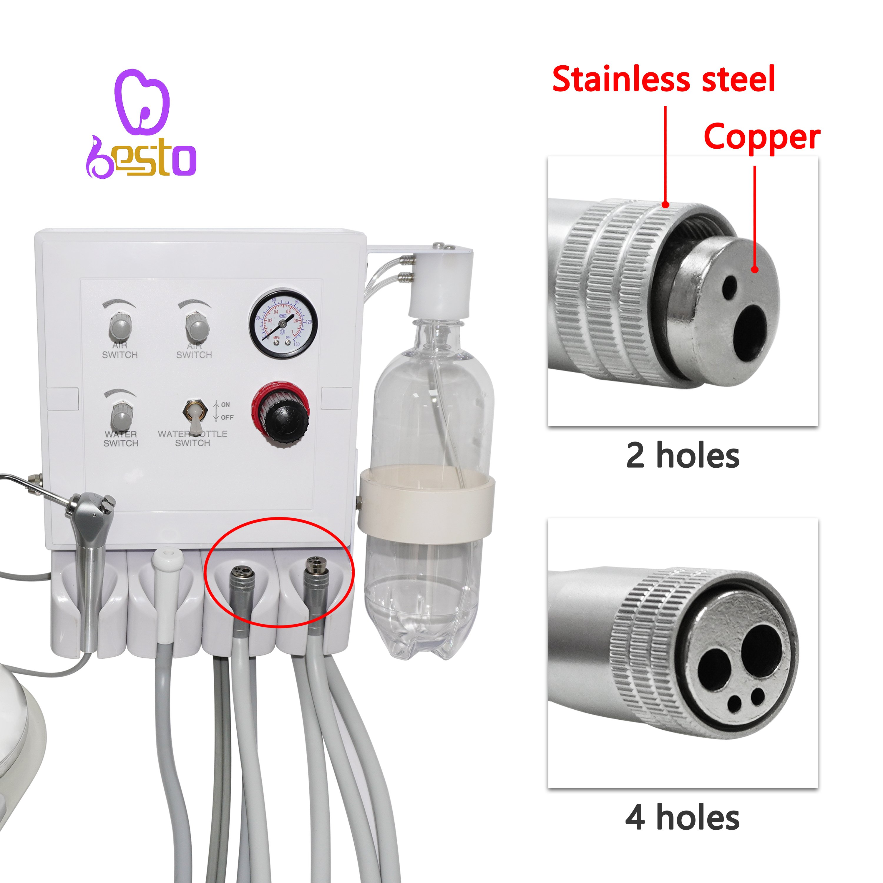 One Water Bottle Portable Dental Turbine Unit HandPiece Compressor Dynamic Portable Dental Chair
