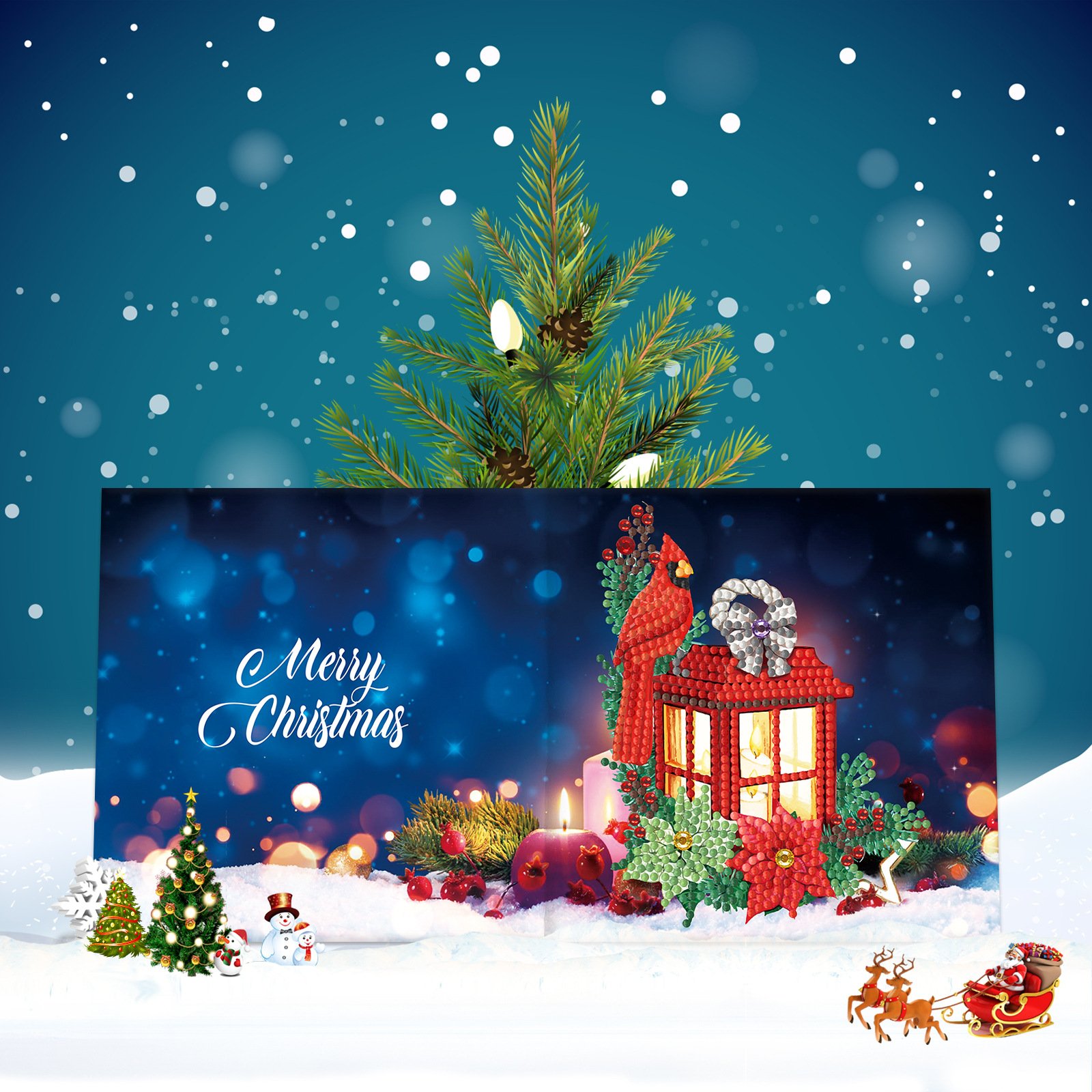 New Christmas Greeting Cards Diy 5d Diamond Painting For Christmas Gift 12 Pcs Each Set
