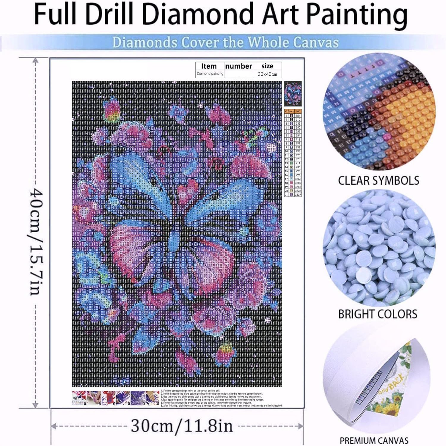 Adult Butterfly Diamond Art Painting Kit DIY5D Diamond Drawing Round Diamond Art Painting Home Decoration Painting Artwork