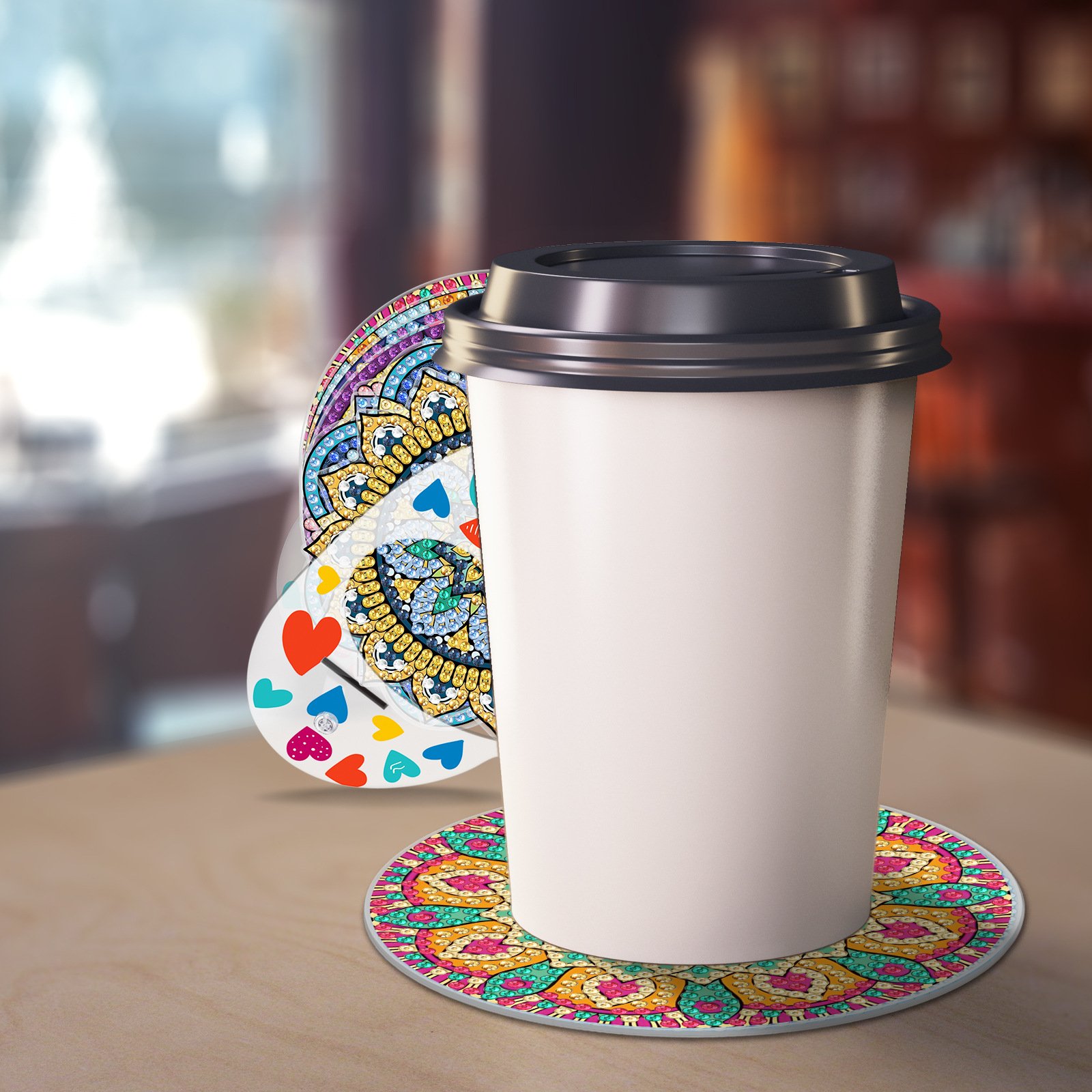 8 PC Diy Diamond Painting Coasters Kit Woman Christmas Snowman Bright Rhinestone Diamonds Art Acrylic Coaster Cup Mat