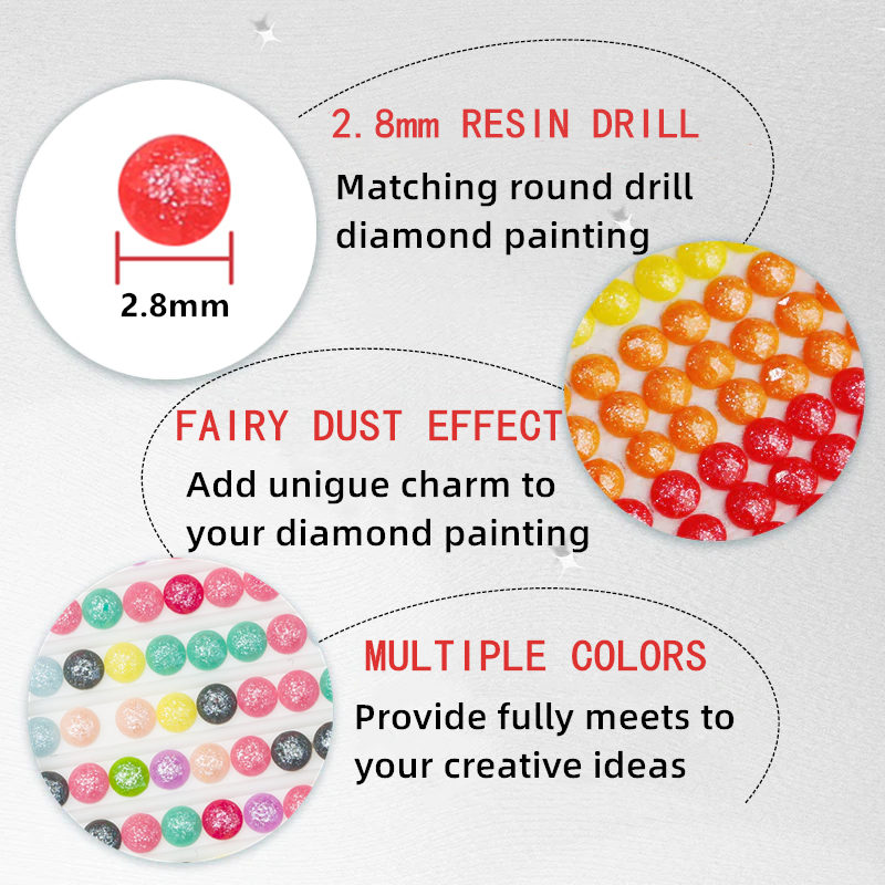 R-13 2.8mm Round Pixie Dust Drill Dazzling Sparkling Beads Glitter Resinstone Diamond Painting Fairy Drills