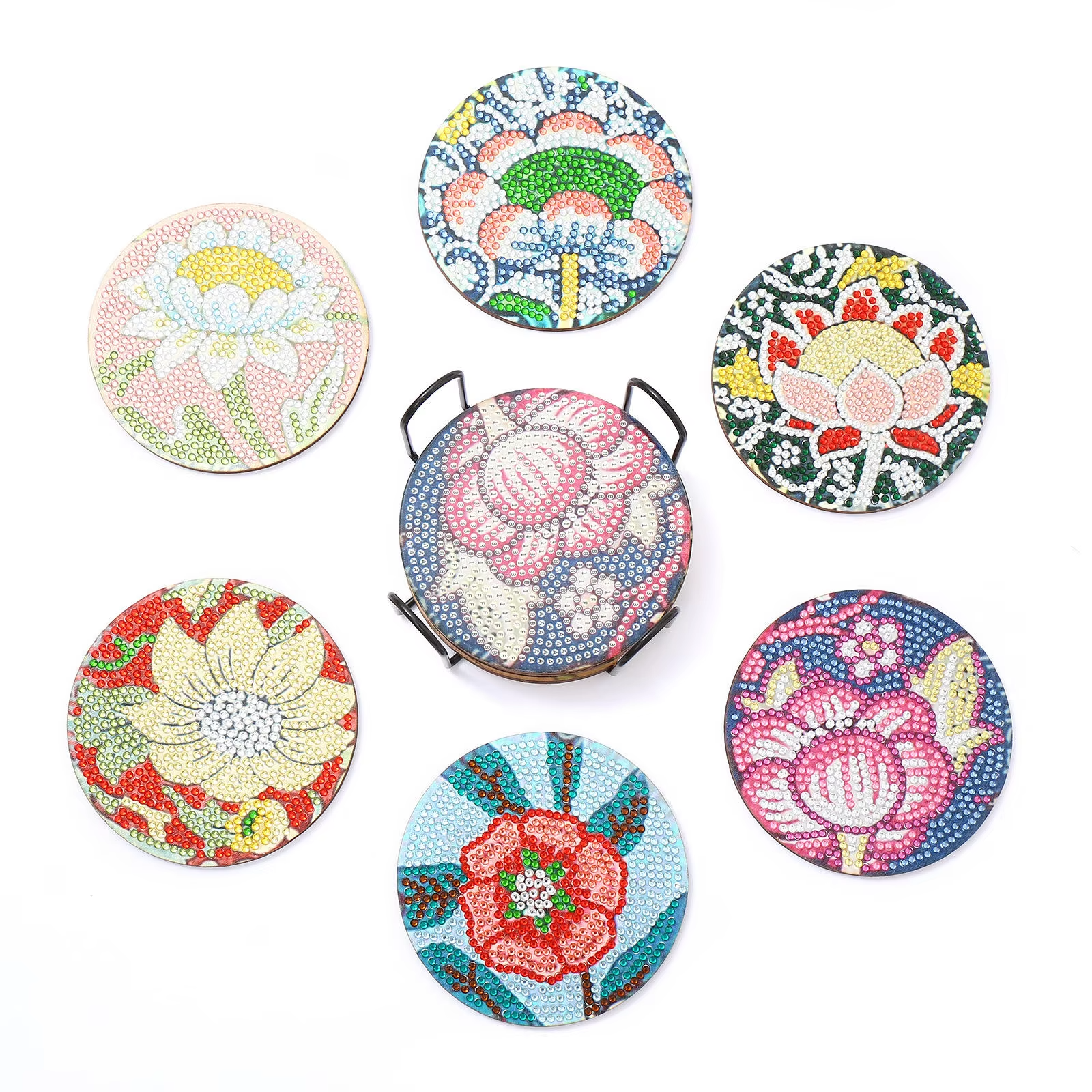 Diy Mandala Animal Diamond Cup Coasters Butterfly Round Diamond Painting Handicraft With Coasters Holder