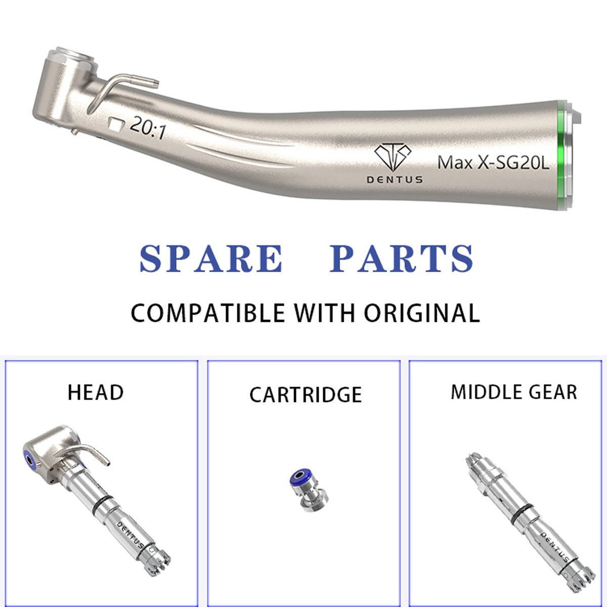 20: 1 SG20L Implant Contra Angle Reduction Dental Handpiece with E Type Connect Implant Motor Tools
