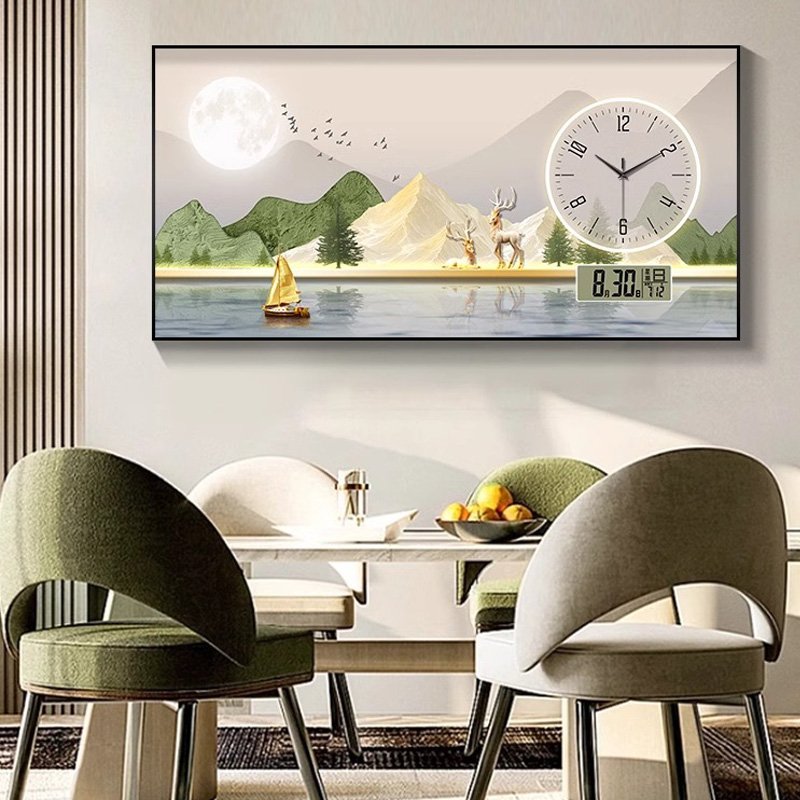 Living room household calendar clock restaurant new product Modern clock decorative painting home decor wall art with clock
