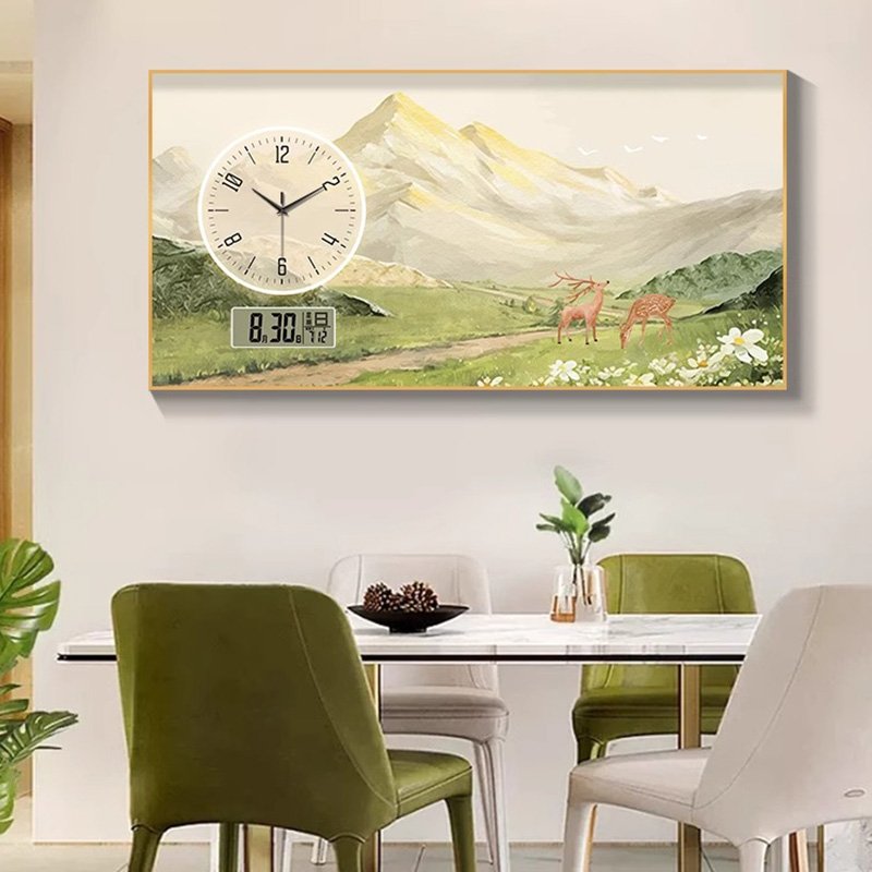 Living room household calendar clock restaurant new product Modern clock decorative painting home decor wall art with clock