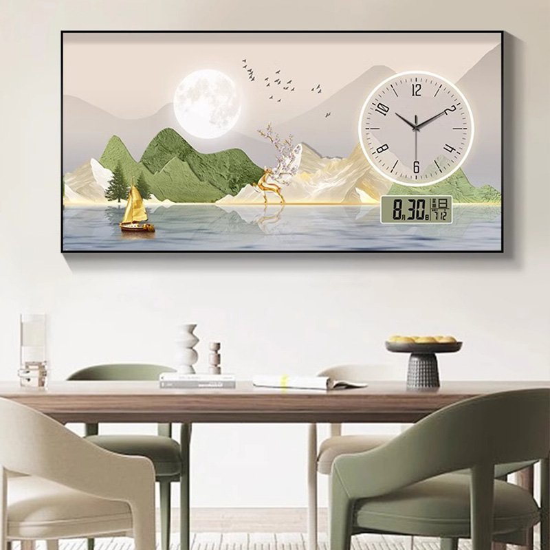 Living room household calendar clock restaurant new product Modern clock decorative painting home decor wall art with clock