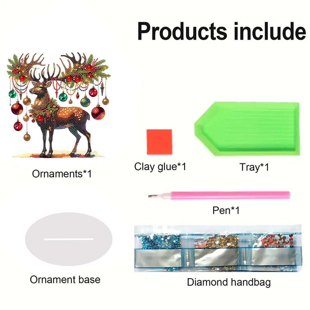 Diamond Painting Dot Acrylic Christmas Elk 5D DIY Craft Ornament