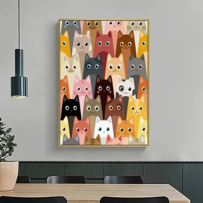 A cat sweet and cute DIY diamond painting kit, cartoon handmade diamond painting set, home décor