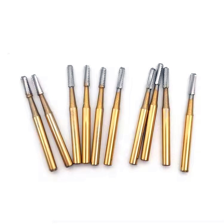 HighSpeed 10PCS dental Tungsten Steel carbide Burs FG Break Crown Metal Cutting carbide Burs FG 1957/1958 with Golden plating