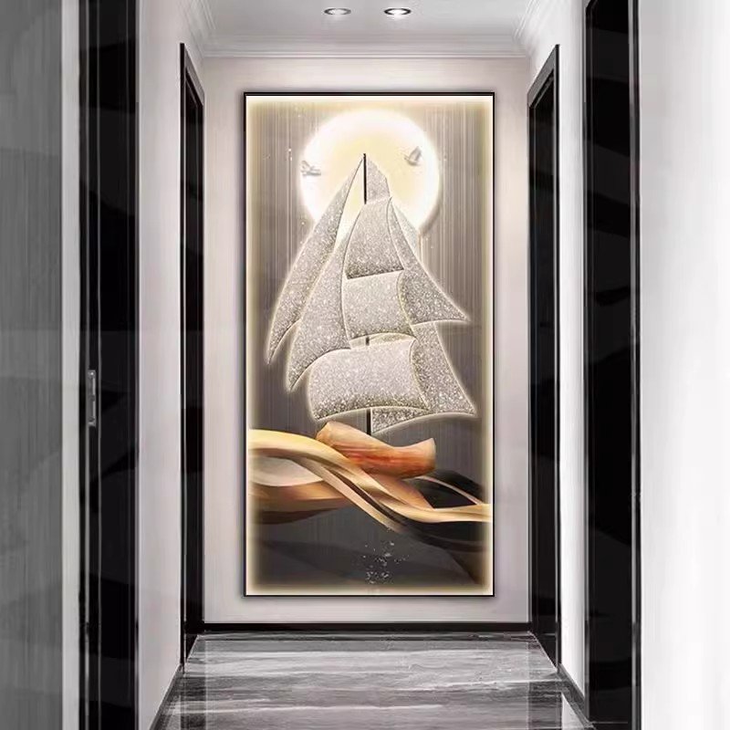 Home Decor Nordic Abstract Sailboat Wall Art Pictures glass 5d diamond crystal porcelain diamond paintings