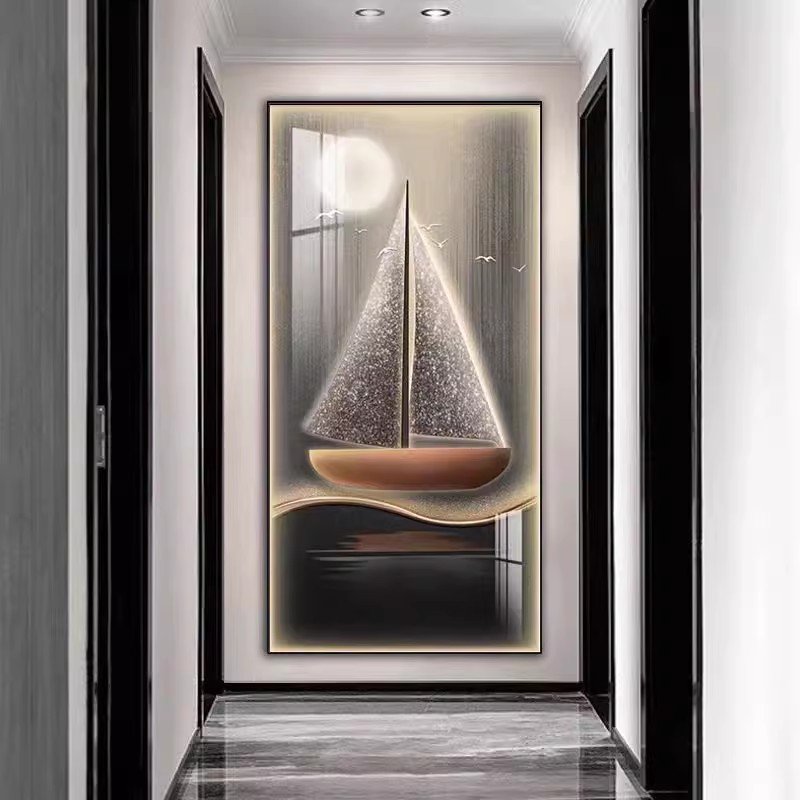 Home Decor Nordic Abstract Sailboat Wall Art Pictures glass 5d diamond crystal porcelain diamond paintings