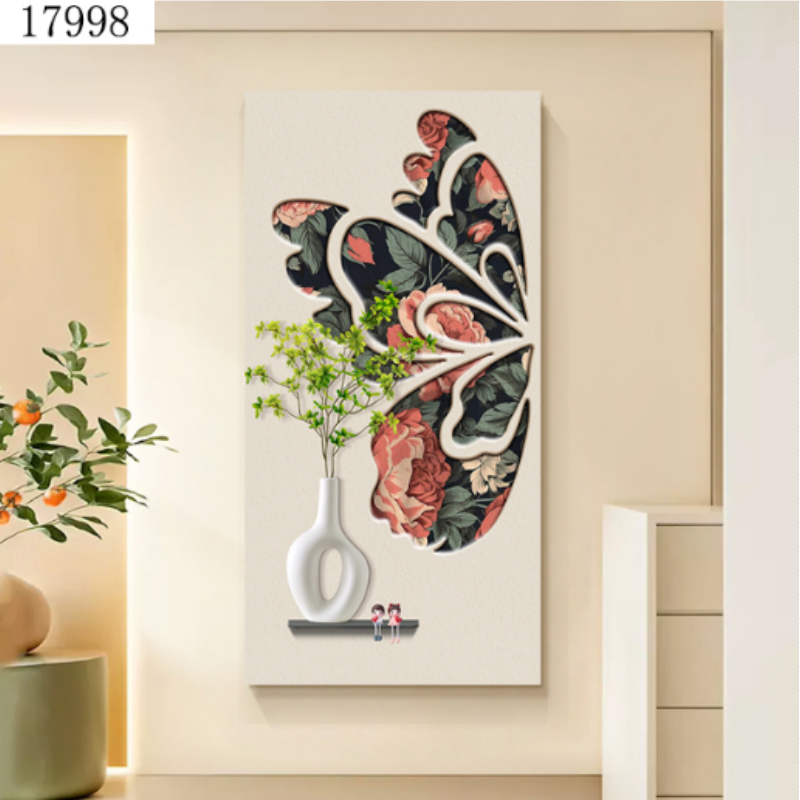 Butterfly entrance decoration painting corridor vertical plate crystal porcelain painting house background wall art mural