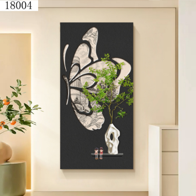 Butterfly entrance decoration painting corridor vertical plate crystal porcelain painting house background wall art mural