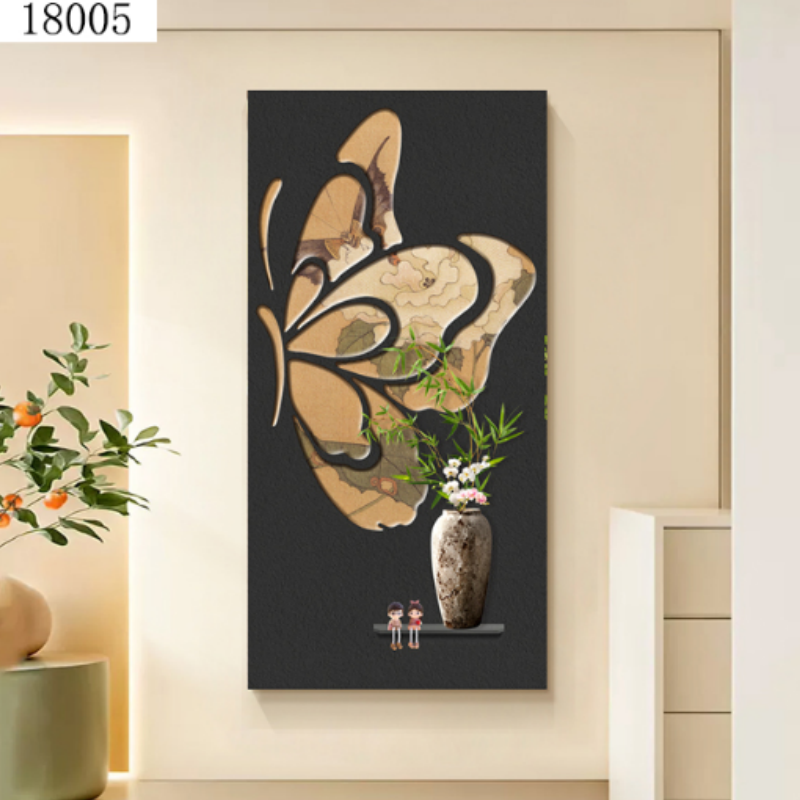 Butterfly entrance decoration painting corridor vertical plate crystal porcelain painting house background wall art mural