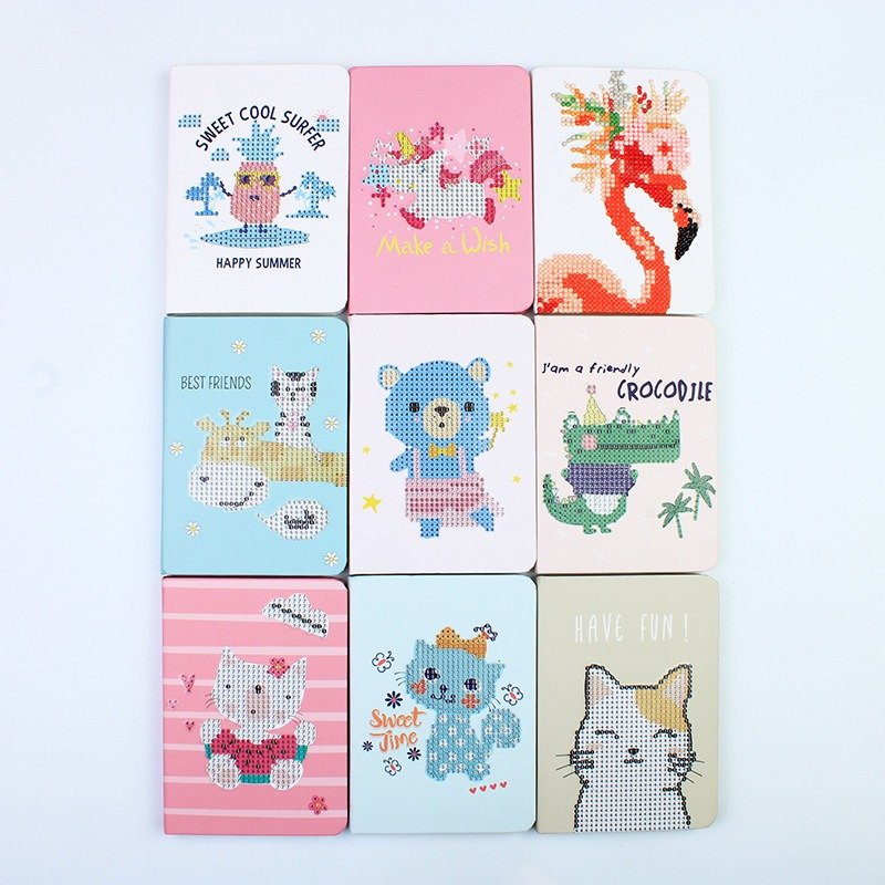 GF Cartoon Cute Animal Designs Rhinestone Painting Note Book A6 Diary DIY Diamond Painting Art Journal HardCover Notebook