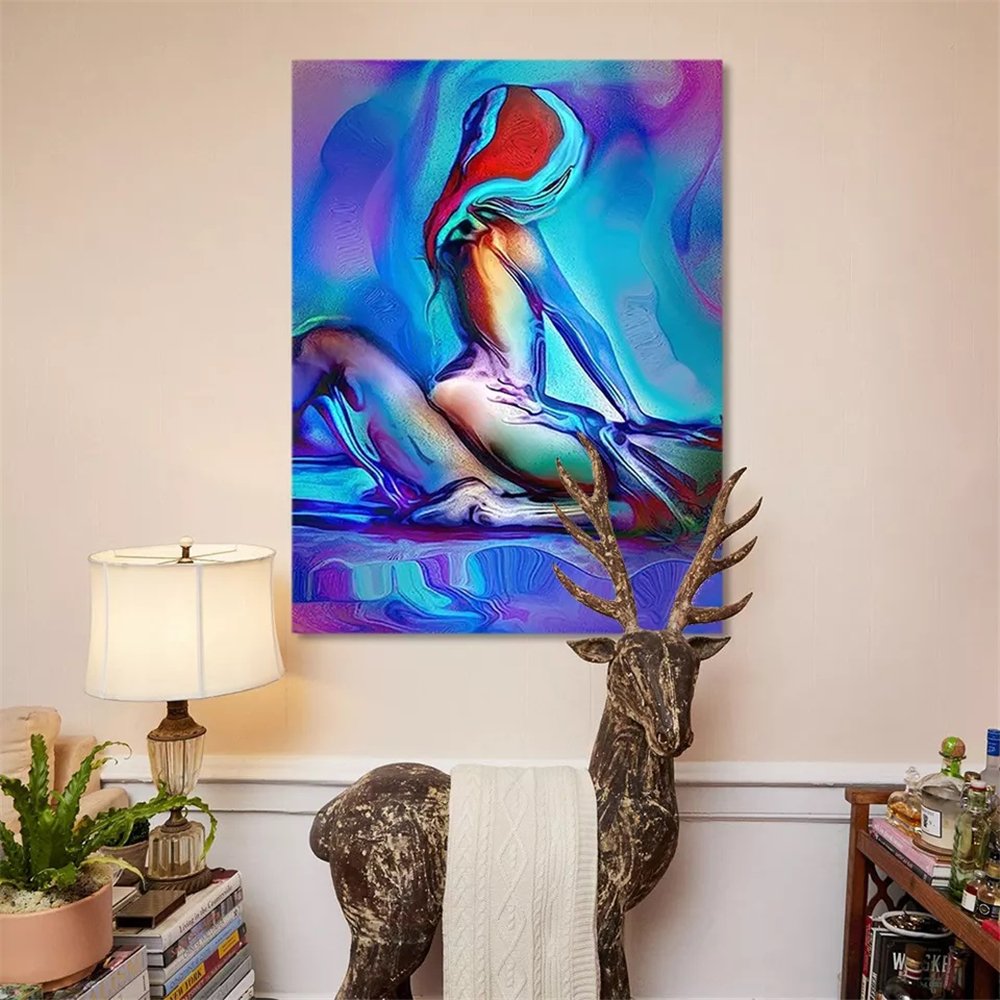 Canvas Custom Print 5D Explosion Blue Sexy Nude Man Woman Hug diamond painting for bedroom decor
