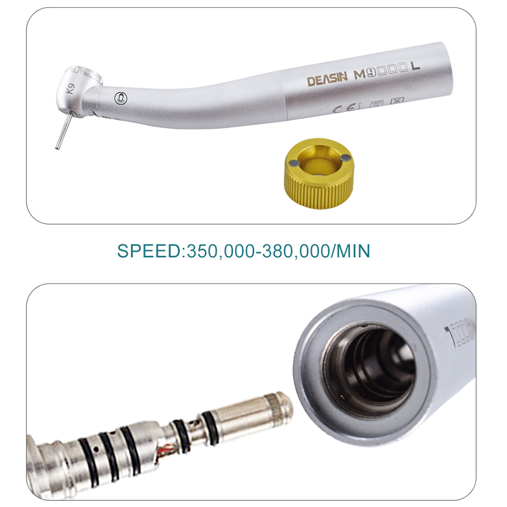 New Dental M9000L high speed handpiece Fiber Optic LED Turbine Handpiece For KV Coupler Stainless Steel Ceramic Bearing tool