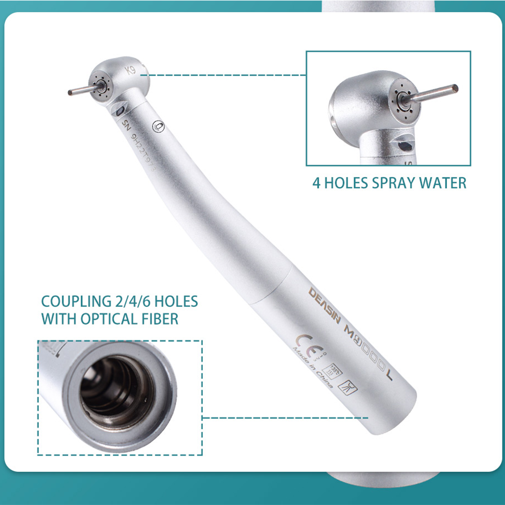 New Dental M9000L high speed handpiece Fiber Optic LED Turbine Handpiece For KV Coupler Stainless Steel Ceramic Bearing tool