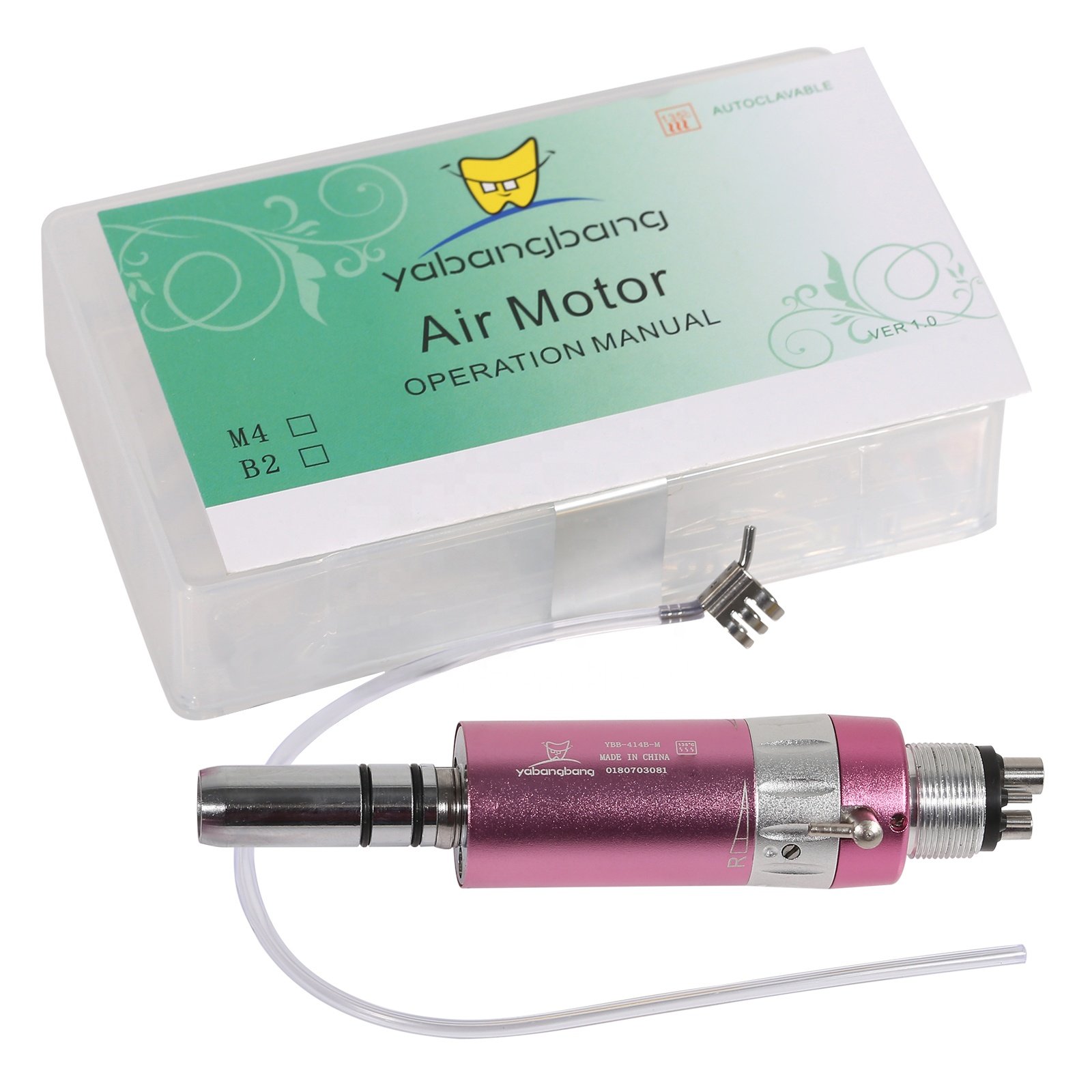 Hot Sale! NSK Style Dental 1:1 E-type External Spray Air Motor 4 Holes Slow/Low Speed Handpiece Pink