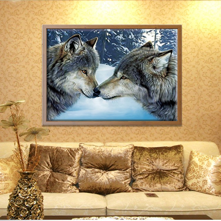 Wholesale low price wall painting two wolves diamond painting full for decoration