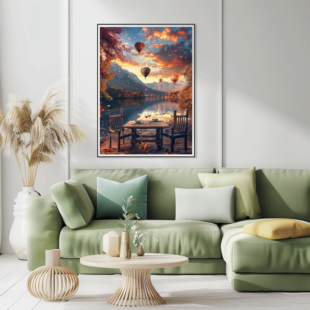 COOLEVE Classic 5D DIY Framed Diamond Art Painting Kit Europe Landscape with Flower Animal Subjects Full Drill Printed Home Use
