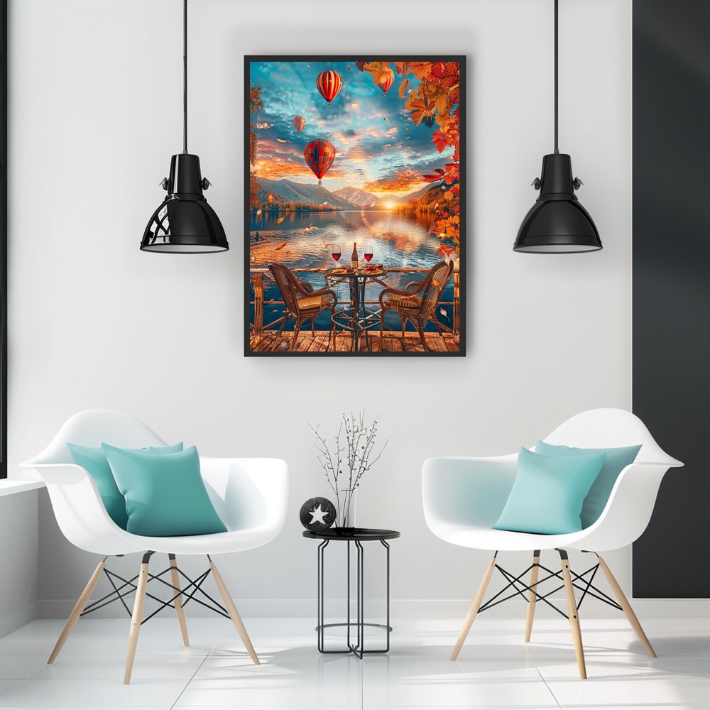 COOLEVE Classic 5D DIY Framed Diamond Art Painting Kit Europe Landscape with Flower Animal Subjects Full Drill Printed Home Use
