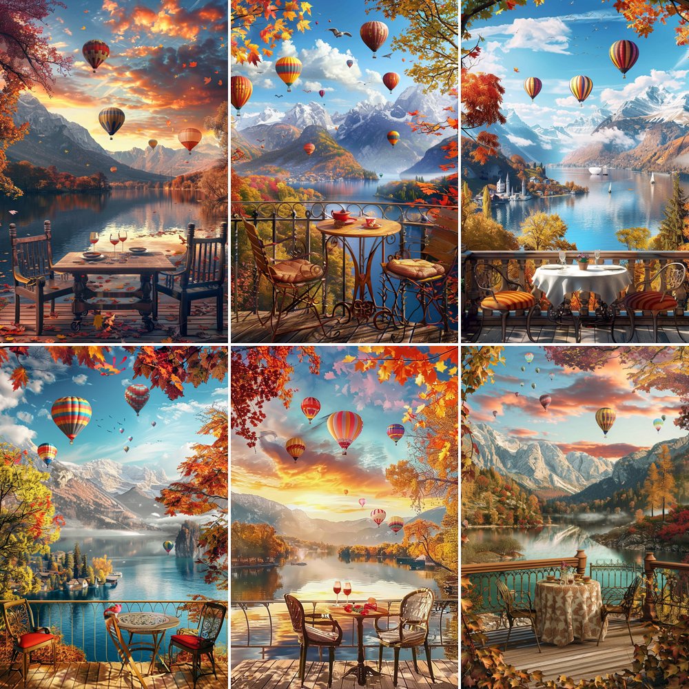 COOLEVE Classic 5D DIY Framed Diamond Art Painting Kit Europe Landscape with Flower Animal Subjects Full Drill Printed Home Use