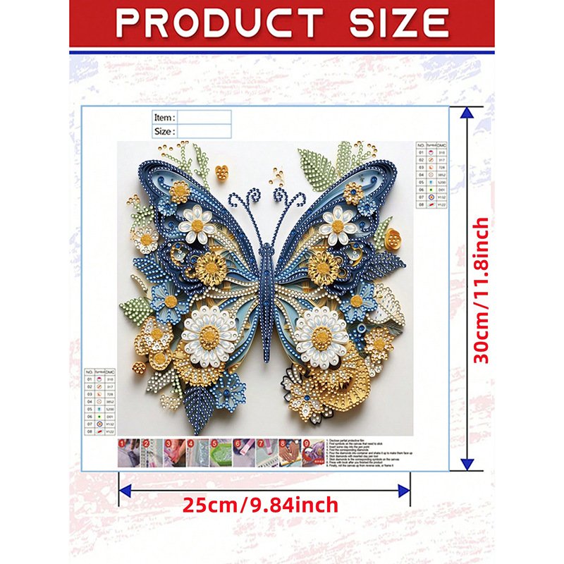 Hot Sale DIY Diamond Painted Christmas Decorative Painting 30*30cm Independent Station Printed Flower Butterfly Box Crystal Home
