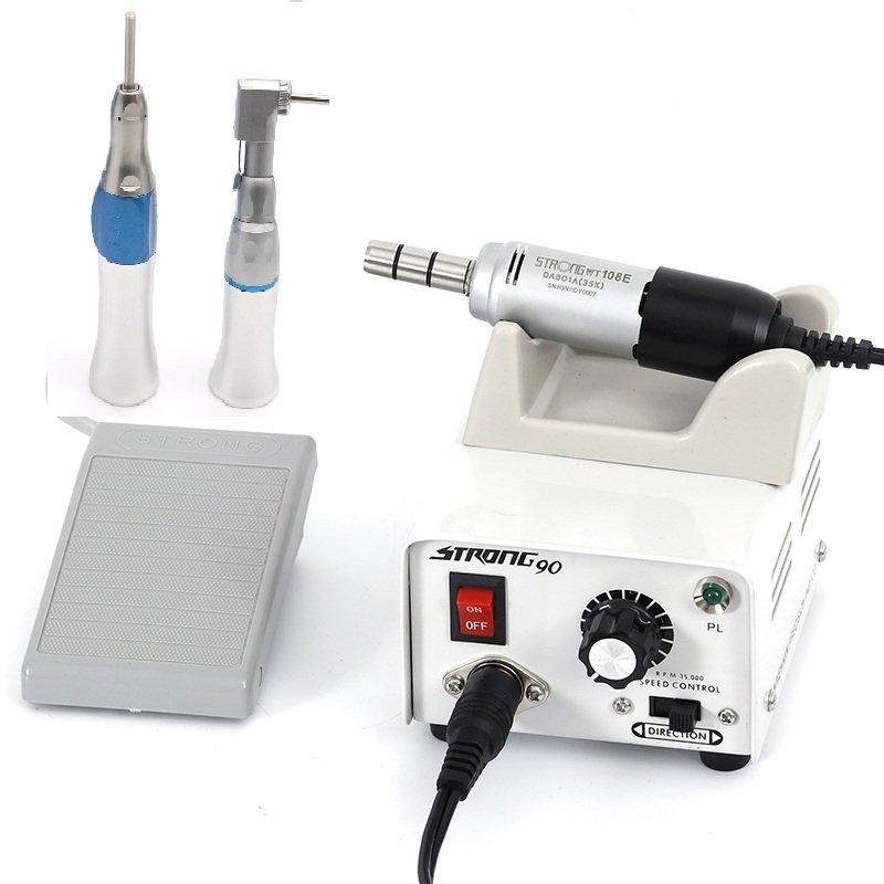 Factory manufacturer strong204 108e electric micromotor 35000 rpm drill lab handpiece contra angle straight kit OEM private logo