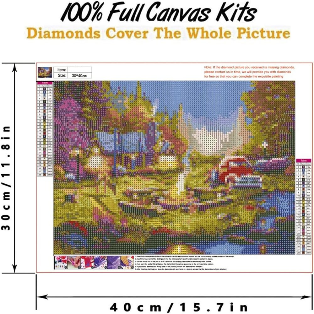 Adult Diamond Painting Kit DIY Cartoon Style Camping Site Landscape Painting Forest Wilderness Diamond Art Furniture Decoration