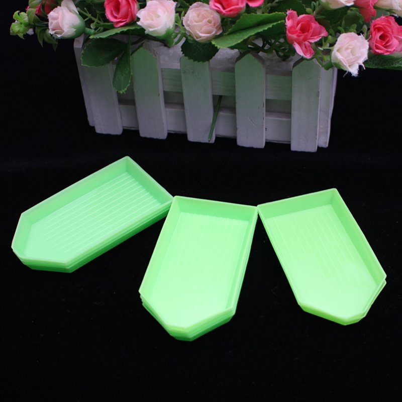 Diy 5d Diamond Painting Tools Green Rectangle Diamond Plates Kits Plate Rhinestone Plate Tray Convenient Storage Tray