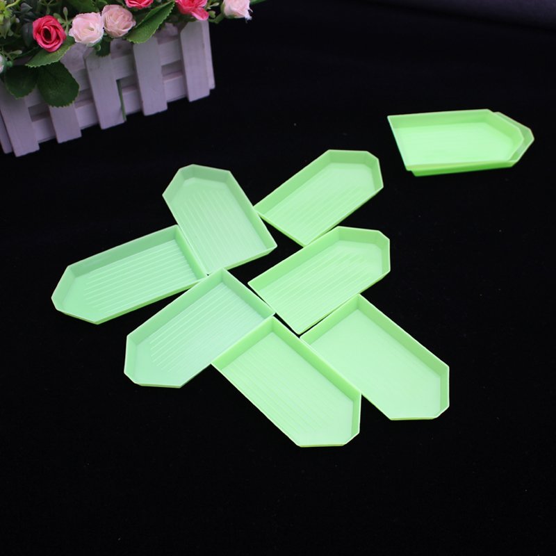 Diy 5d Diamond Painting Tools Green Rectangle Diamond Plates Kits Plate Rhinestone Plate Tray Convenient Storage Tray