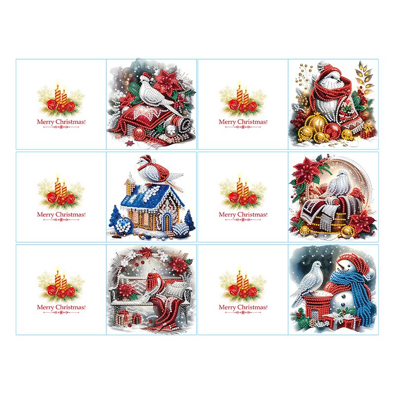 Hot Sale Six Piece Set Children's Greeting Card Diamond Painting Christmas Greeting Card Gift For Friends And Family